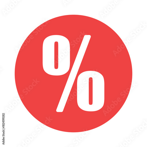 Red circle icon with white percentage symbol for discount sale offer