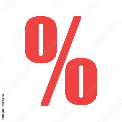Red percentage symbol for discount sale and financial promotion offers