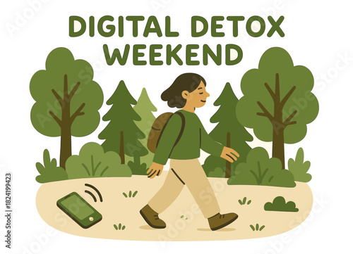 Young hispanic female enjoying nature on a digital detox weekend