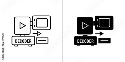 Digital video decoding process with play symbol and decoder unit icons in two styles