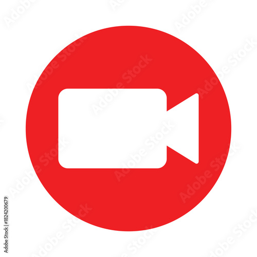 Red video camera icon for recording or streaming