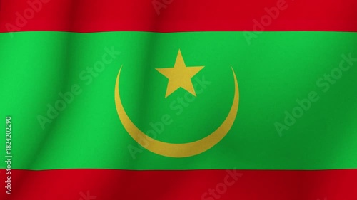 Wallpaper Mural The flag the Islamic Republic of Mauritania. The evolving national flag the Union of the Mauritania. 1080p HD animation for presentation Torontodigital.ca