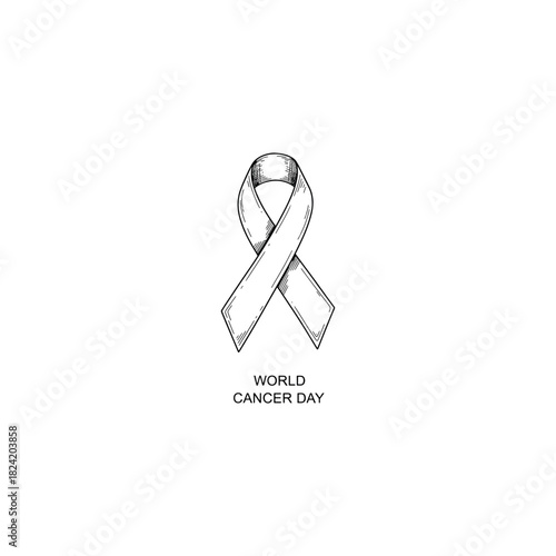 Hand drawn ribbon for world cancer day