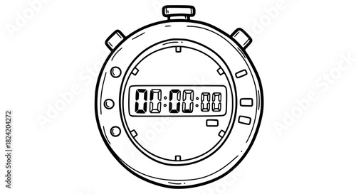 Digital stopwatch displaying zero time, perfect for fitness tracking, competition timing, or illustrating efficient project management, ideal for sporty designs and time based graphics
