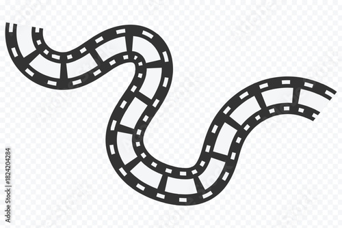 Long vector Film strip icon isolated on a transparent background. Pattern of photo film strip frame, Video Film strip roll, Vector illustration. Flim Frame. Movies film background with flim roll eps10