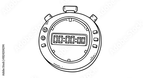 Get precise with this stopwatch illustration, perfect for fitness, sports, or time management concepts, capturing the essence of speed and accuracy in a sleek, modern design
