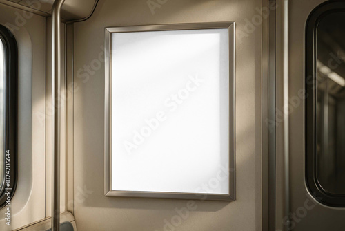 Subway poster frame mockup png, transparent design