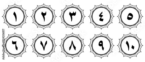 Luxury Arabic Numerals with Ornamental Design Isolated on White Background. Premium Editable and Scalable Vector Illustration for Elegant Backgrounds, Covers, and Page Decor