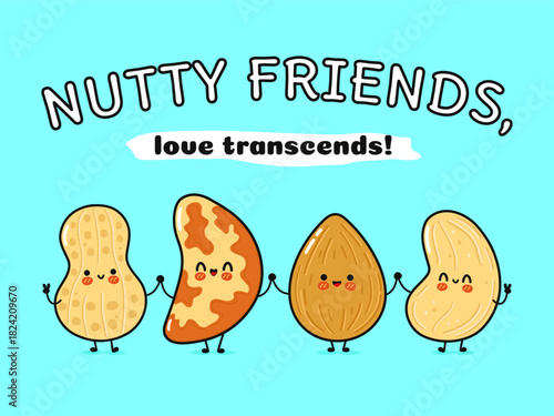 Nutty friends holding hands symbolizing friendship and love