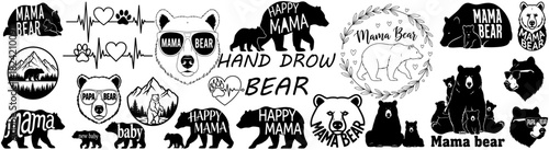 Collection of various bear designs including mama bear papa bear and baby bear illustrations