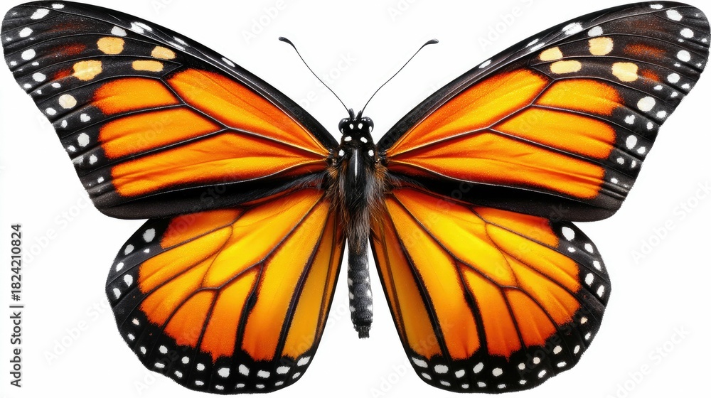 Fototapeta premium Picture A Delicate Monarch Butterfly Isolated On White Repres F64C838A 60Dd 488E 945E D39Fc3A7E6Eb 2