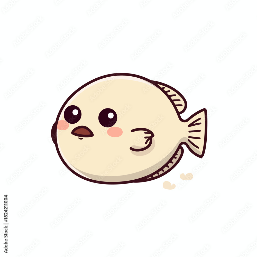 Fototapeta premium Cute Fugu Cartoon Very Cool