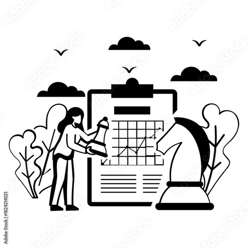 smart strategies turn dreams into growth concept, woman celebrating her progress showing strength vector design, Intrinsic motivation scene, Behavioral Economics banner, Visual cues illustration