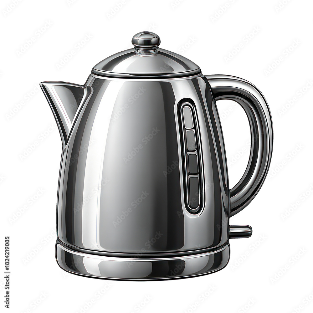 Fototapeta premium PNG Sleek metallic electric kettle illustration.