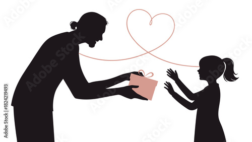 Dad gives daughter a present with love for her birthday, sweet family moment of care and affection