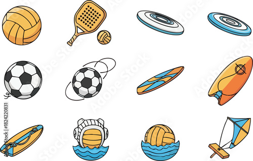 Collection of Various Sports Equipment and Outdoor Activity Gear.