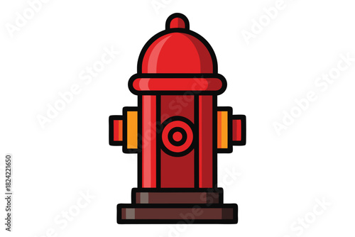 Vivid red hydrant stands ready for firefighting duty, awaiting quick response in town