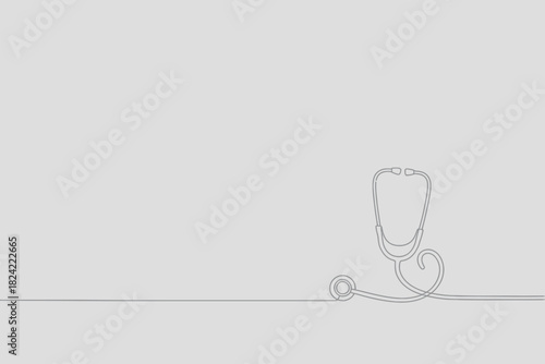 Minimalist line drawing of a stethoscope on a plain background