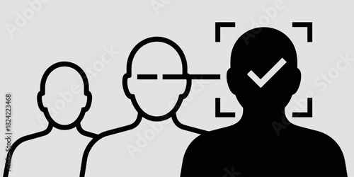 Facial recognition technology identifying a person in a crowd