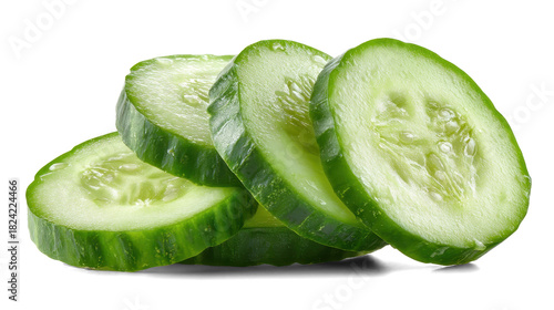 Cucumber slices on white background