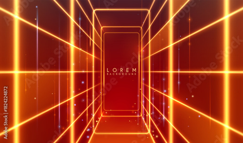 Red light lines corridor with sparks effect