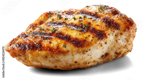 Grilled chicken breast isolated on white background