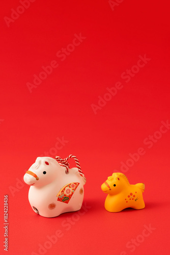 Japanese new year material. Zodiac horse. Year of the Horse. 日本の正月素材。干支の午。午年。