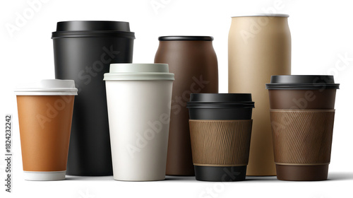 Wallpaper Mural Set of realistic paper and plastic coffee cups in different colors Torontodigital.ca