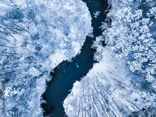 Top down view of river and ...