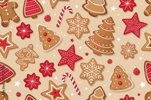 Depicting Gingerbread Cookies Stars Trees Beautiful Premium Digital Asset