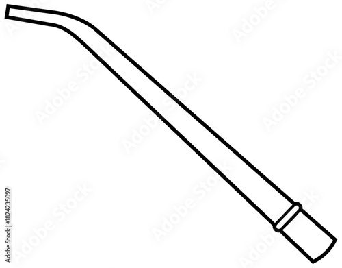 Dental Aspirator Suction Tool Line Illustration Editable Color Vector