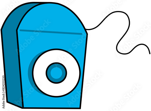 Dental Floss Lineart Illustration Editable Color Vector