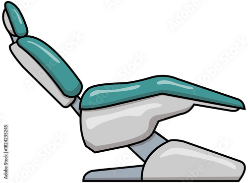 Dental Chair Lineart Illustration Editable Color Vector