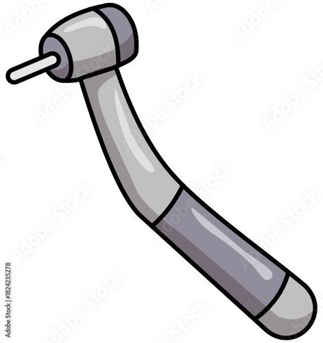 Dental Drill Lineart Illustration Editable Color Vector