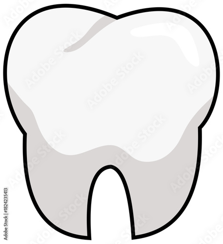 Dental Tooth Model Lineart Illustration Editable Color Vector