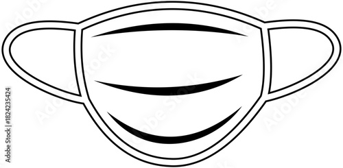 Dental Medical Mask Line Illustration Editable Color Vector