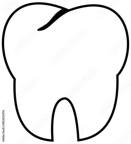 Dental Tooth Model Line Illustration Editable Color Vector