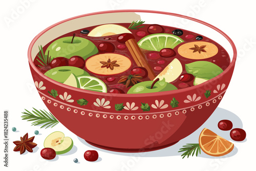 Bowl Christmas Punch With Fruits Bold Premium Digital Asset Ideal for Marketing