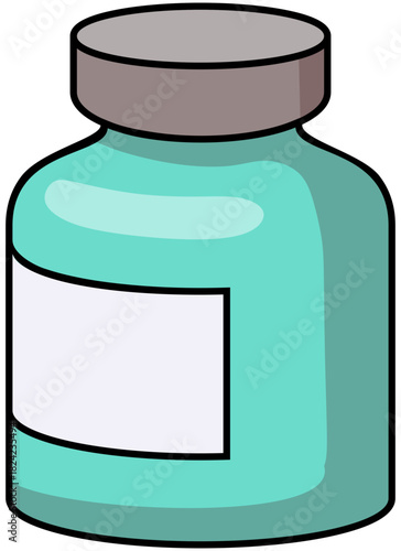Dental Medicine Bottle Lineart Illustration Editable Color Vector