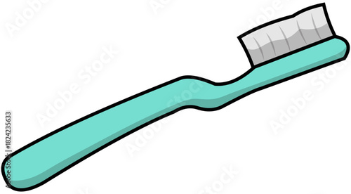 Toothbrush Lineart Illustration Editable Color Vector