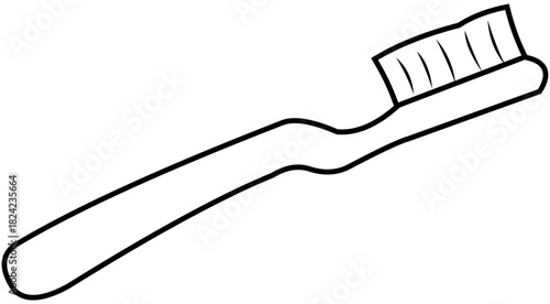 Toothbrush Line Illustration Editable Color Vector