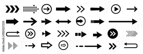 Arrows big black set icons. Arrow icon. Arrow vector collection. Arrow. Cursor. Collection different arrows sign. Modern simple arrows. Black arrow pointing to the right. Vector arrow illustration