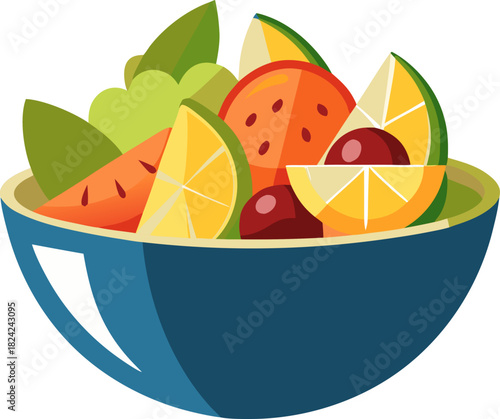 vector illustration of a bowl of fruit salad