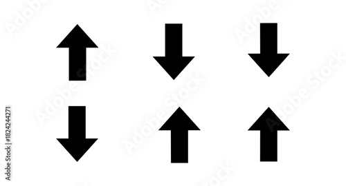 Set of black up and down arrows on white background