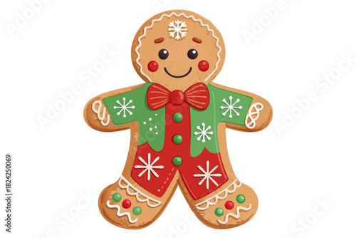 Vibrant Christmas Gingerbread Man With Decorative High-Quality Stock Image