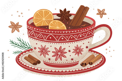 Vibrant Christmas Ginger Tea Cup With Spices Bold Creative Visual