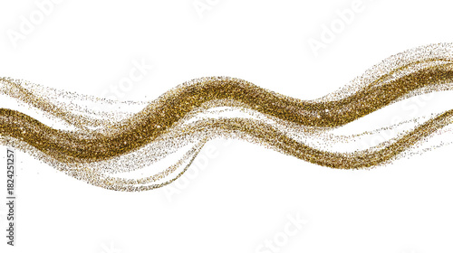 Wavy golden glitter lines elegant flowing abstract background