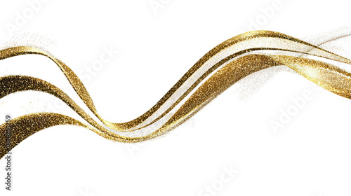 Wavy golden glitter lines elegant flowing abstract background