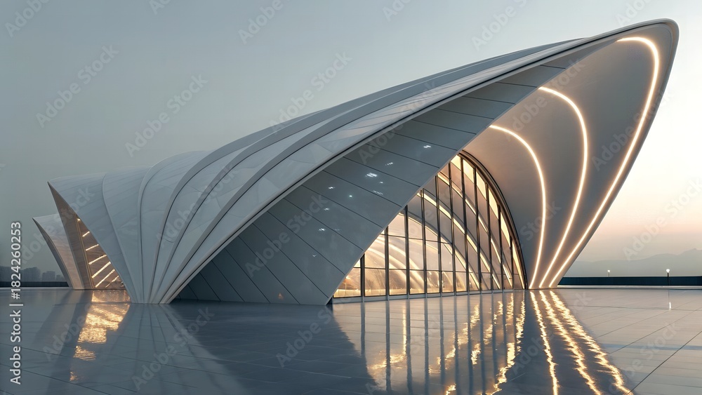 Obraz premium Futuristic Glossy 3D Folded Form – Modern Gradient Edge Artwork