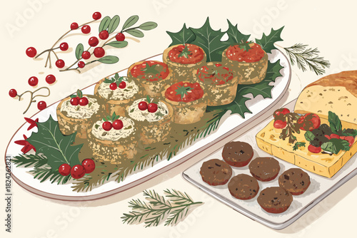 Christmas Tapas Appetizers Bold Professional Photo Great for Commercial Projects